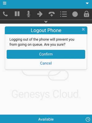 This image is a screenshot of the embedded client that shows the Logout Phone confirmation screen.
