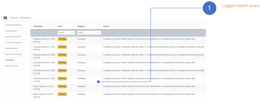 Updated outbound event viewer