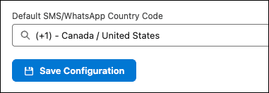 This image is a screenshot of the default country code in Digital and AI component.