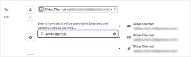 This image is a screenshot of the email screen in CX Cloud, Digital and AI package.