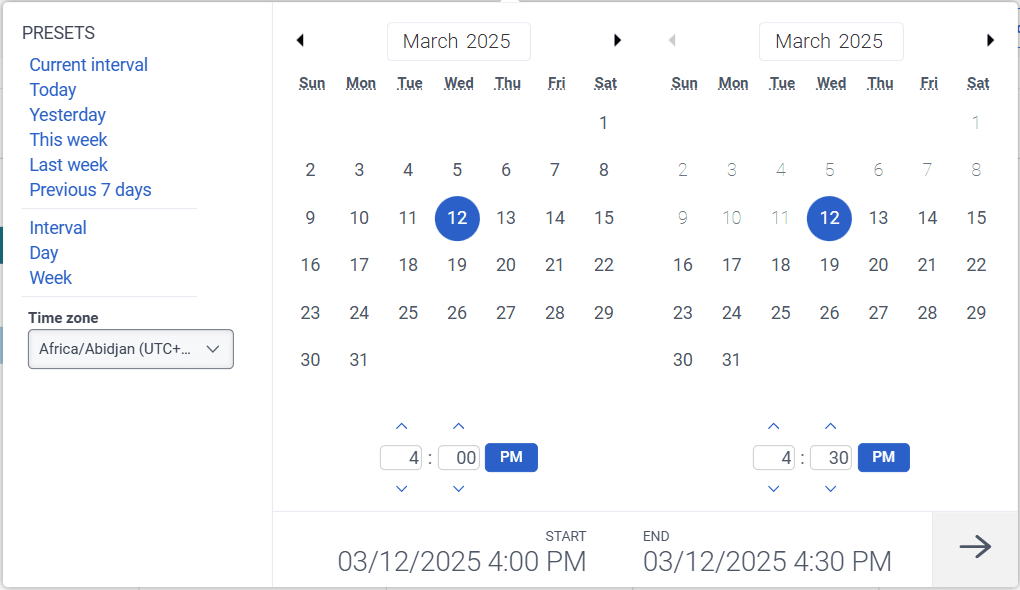 Date filter for Agent Timeline view
