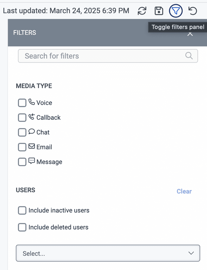 Filter for media type and user