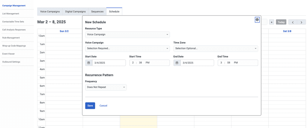 New schedule view - Before