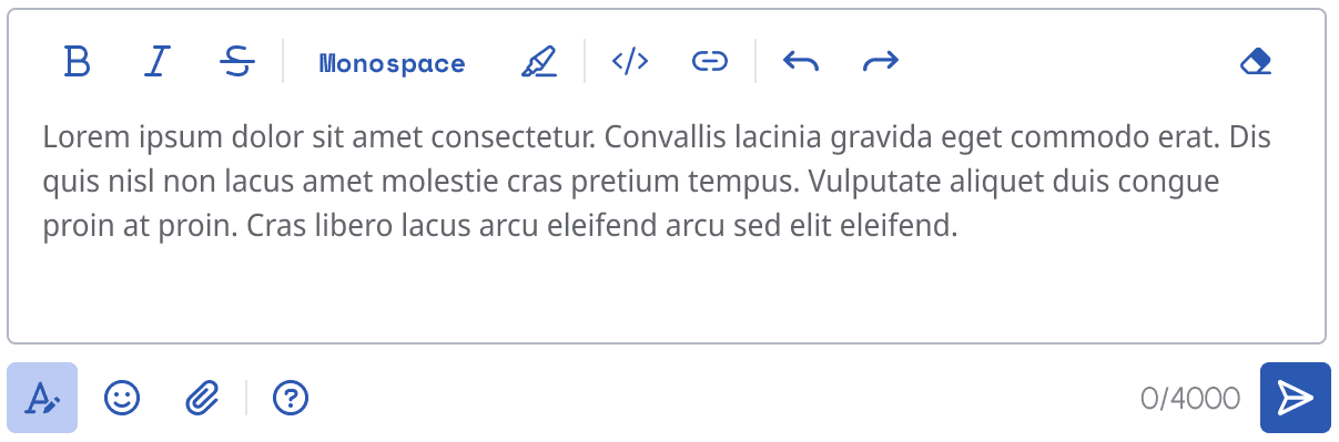 The Genesys Cloud rich text toolbar for Web messaging messages