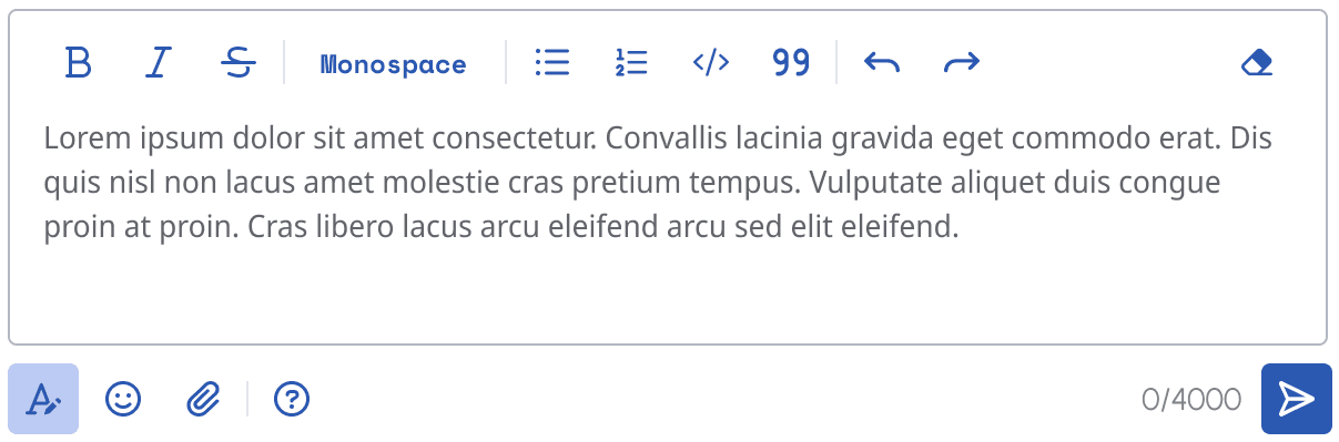 The Genesys Cloud rich text toolbar for Whatsapp messages