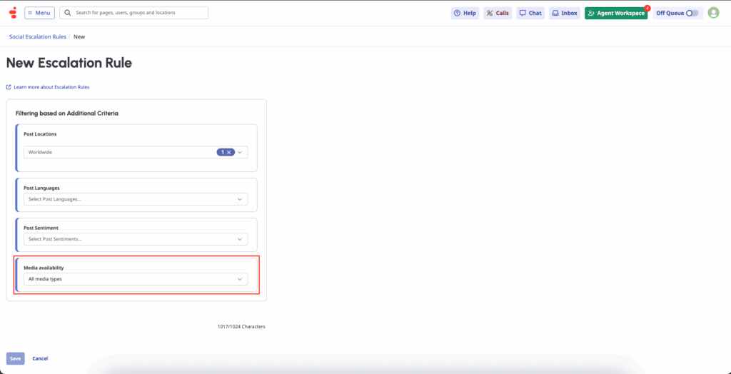 Media based escalation