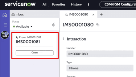 Auto‑answered interaction notification in the ServiceNow workspace.