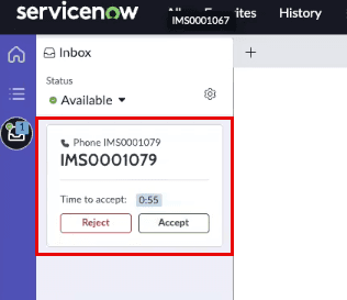 Accept or reject a call in the ServiceNow workspace.