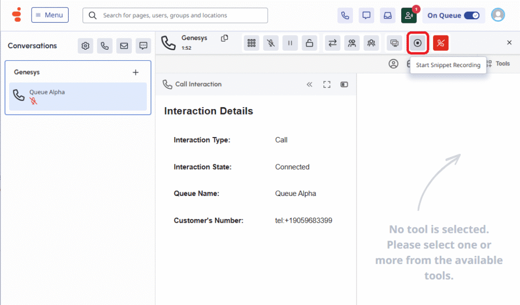 snippet recording button