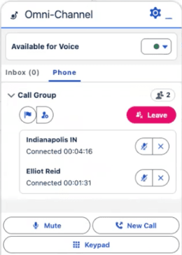 This image is a screenshot of the conference call in the Salesforce Omni-Channel.