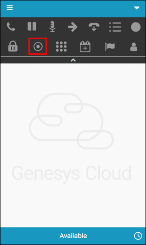 This image is a screenshot of the embedded client with the Snippet recording icon highlighted.