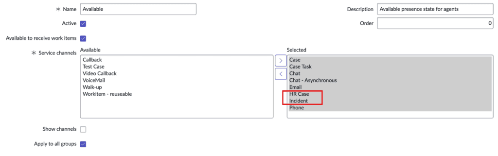 This image is a screenshot of the Presence States in the ServiceNow UI.