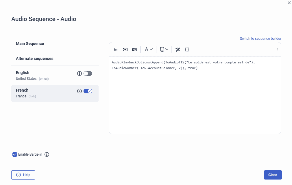Click to enlarge. Expression view of the alternate audio sequence in the audio sequence editor