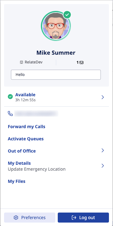 Click to enlarge. Genesys Cloud user settings