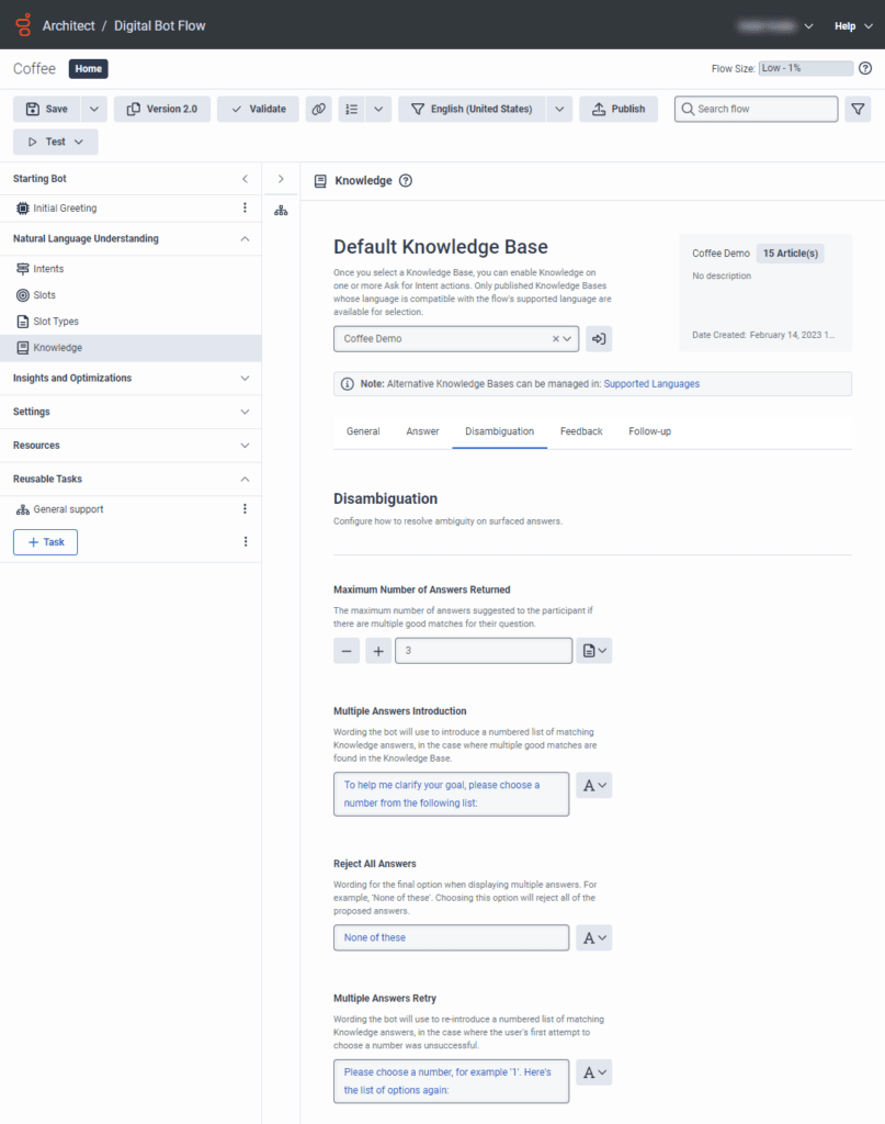 Click to enlarge. Architect Knowledge Disambiguation tab view