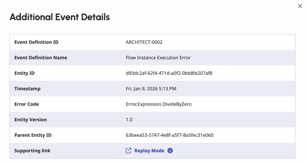 Click to enlarge. Additional details of an event on the Operational Console page