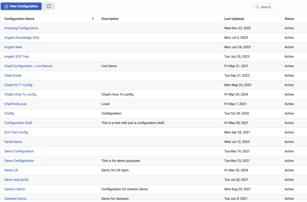 Click to enlarge. Current Initial Messenger Configuration List