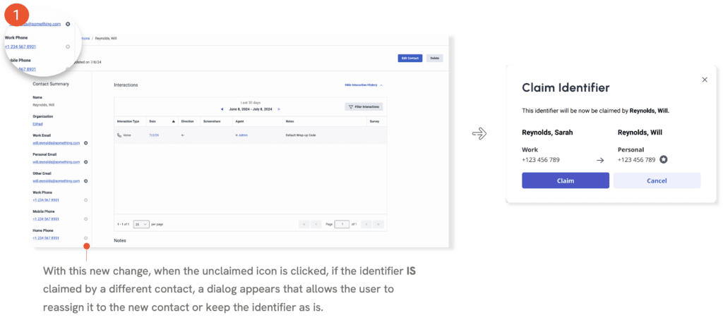 Click to enlarge. New Reassign a claimed identifier: external contacts and organizations