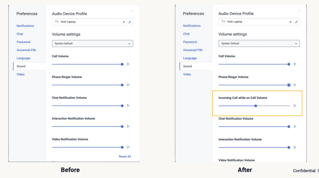 Click to enlarge. Alert volume option - before and after