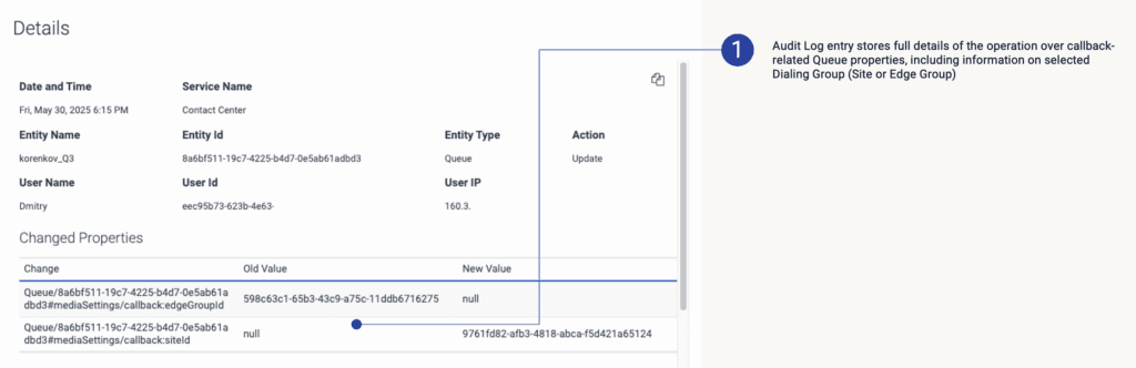 Click to enlarge. Updated entries for Queue in Audit viewer