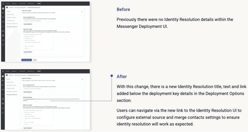 Click to enlarge. Messenger deployment UI