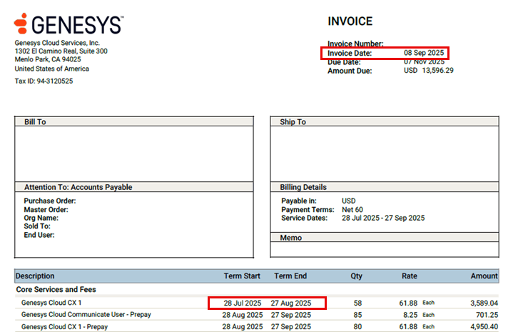 Click to enlarge. Why service dates can differ from invoice date