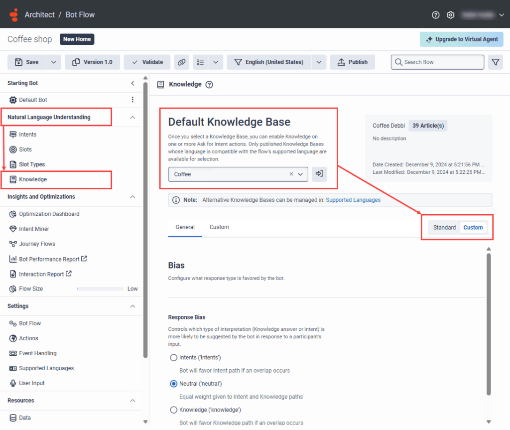 Default Bot Control knowledge behavior in your voice or digital bot flow - Genesys ...
